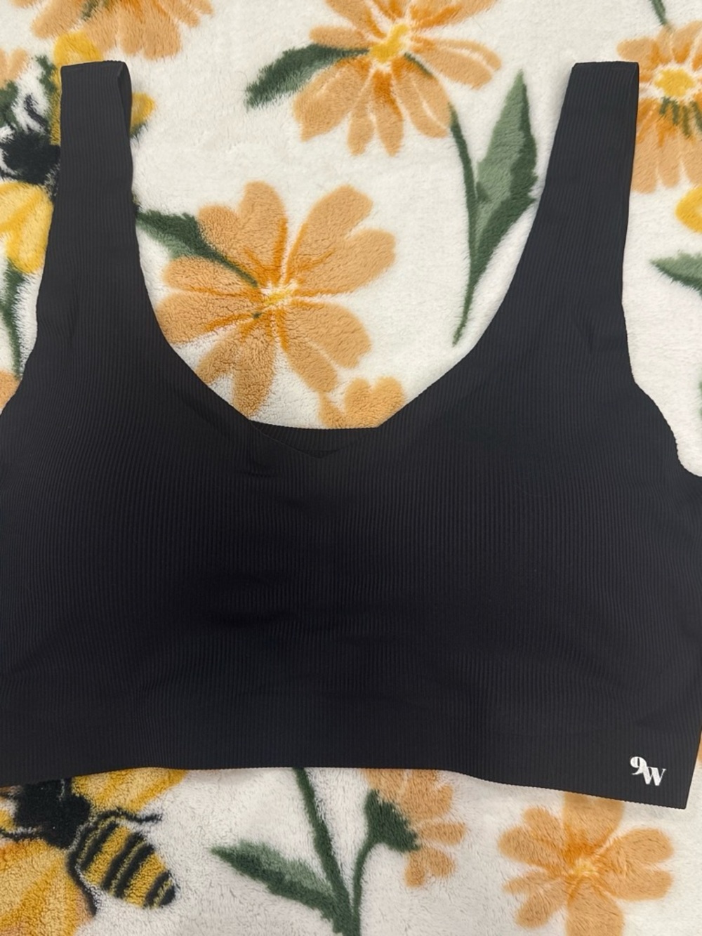 Nine West Black Ribbed Seamless Bralette
